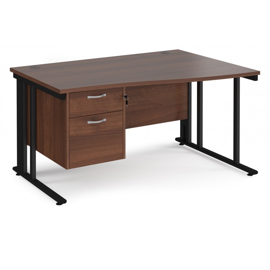 Maestro Cable Managed Leg Wave Desk with Two Drawer Pedestal